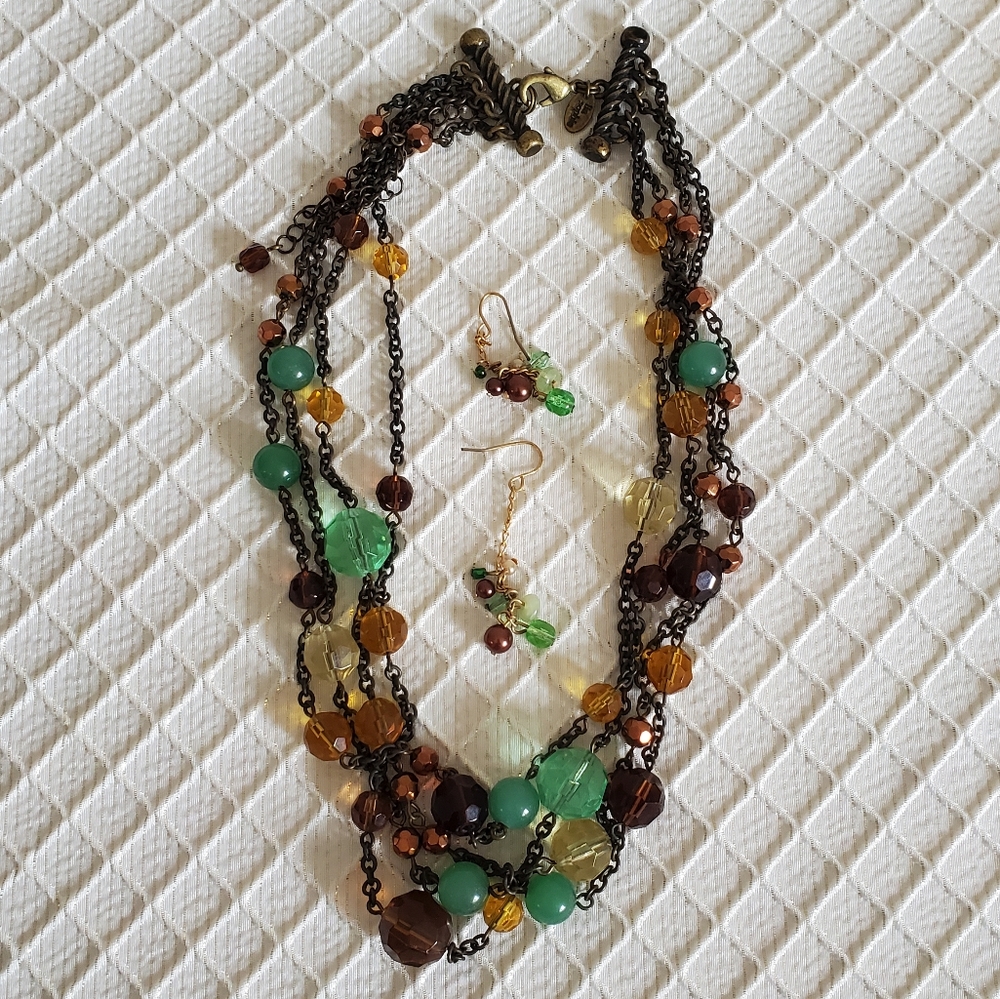Lia Sophia Beaded Necklace & Earrings